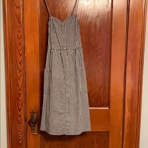 Black and White Cotton Checkered Midi Dress